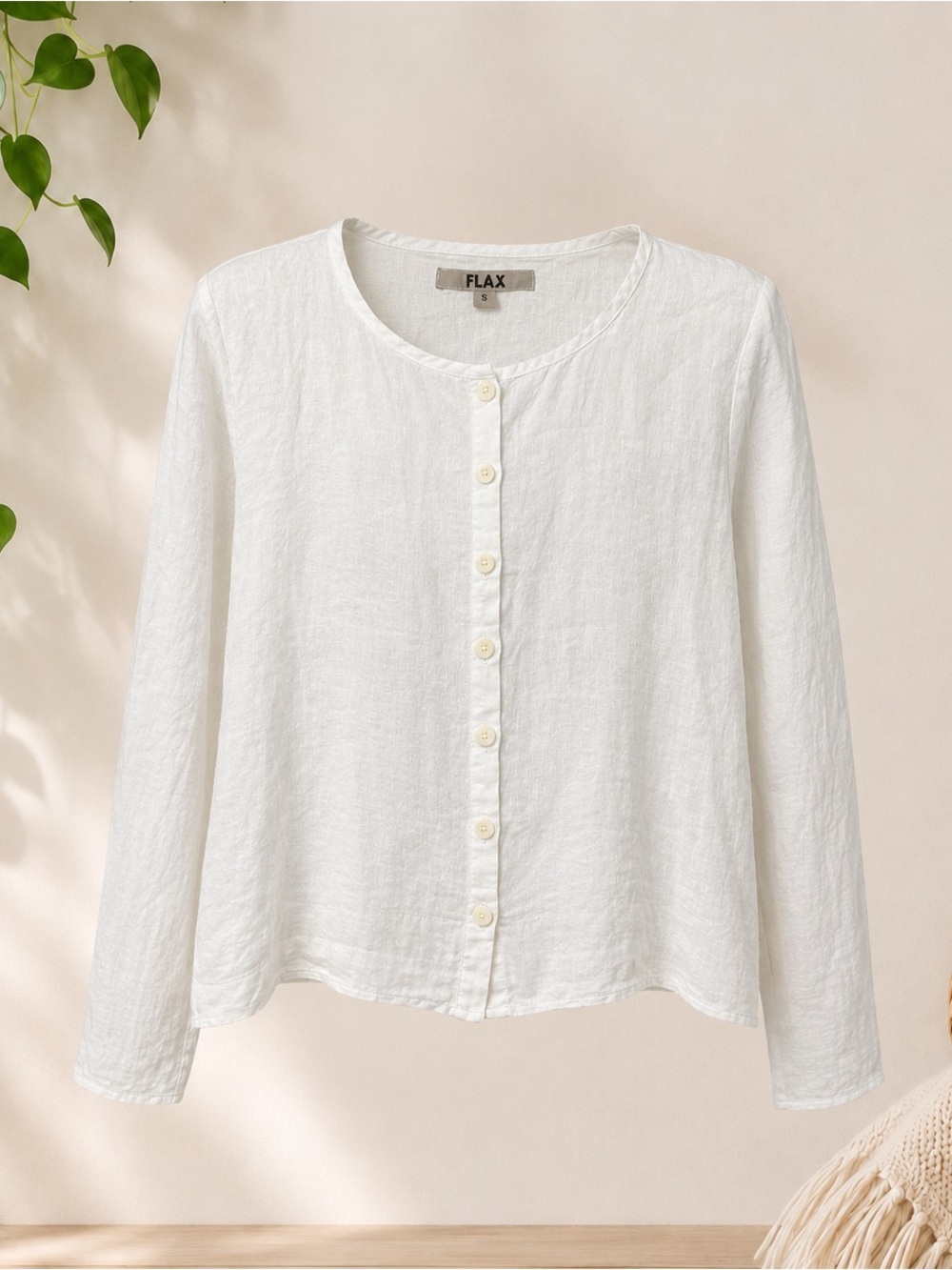 Flax 100% Linen White Button-Down Women’s Shirt